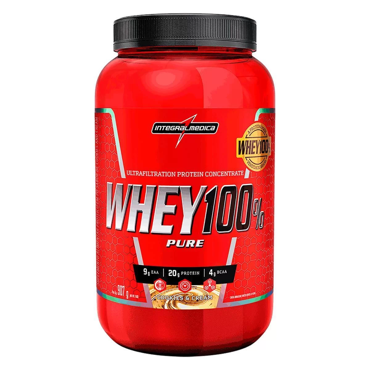 Suplemento em pó Integralmédica Whey 100 Pure proteínas em pote de 907g