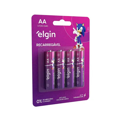 Pilha AA Elgin Recarregável 82175 cilíndrica kit de 4 unidades