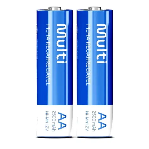 Pilha Multilaser AA Recarregável CB053 kit de 2 unidades