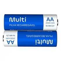 Pilha Multilaser AA Recarregável CB053 kit de 2 unidades