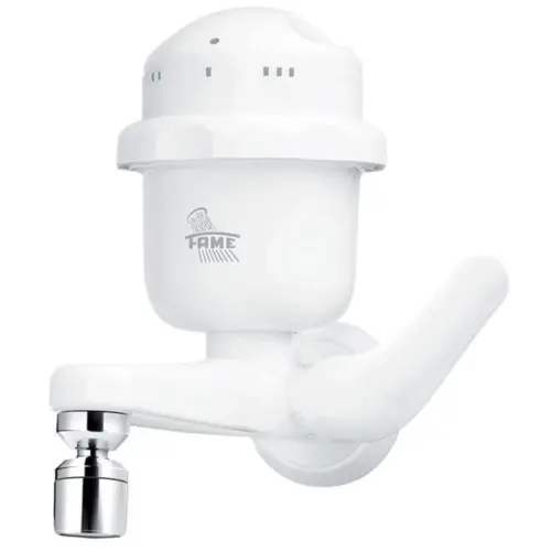 Torneira Elétrica Para Cozinha Bica Reta Fame branca 4800w Clima Temperado