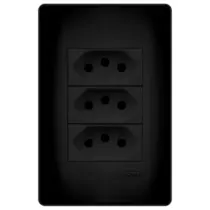 Tomada Tripla 4x2 2p+t 10a Preto Fosco Habitat Black Fame