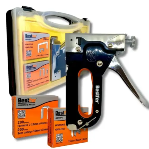 Grampeador Pinador Tapaceiro Profissional + Grampos E Pregos