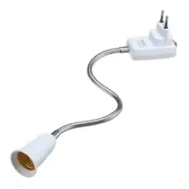 Soquete Flexível E27 Adaptador Lâmpada Tomada Haste Top Branco