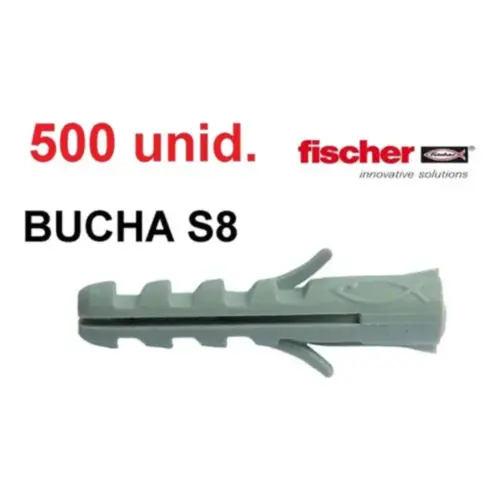 500 Buchas S8 Nylon Concreto Alvenaria - Fischer