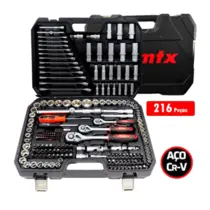 Kit Jogo De Soquete Catraca MTX Combinada Maleta 216 Peças Aço