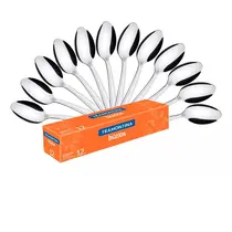 Kit 12 Colheres Para Sobremesa Aço Inox Tramontina Búzios Cor do cabo Prateada 23756/000