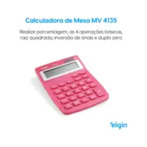 Calculadora De Mesa 12 Dígitos Bateria Solar Mv-4130 Elgin